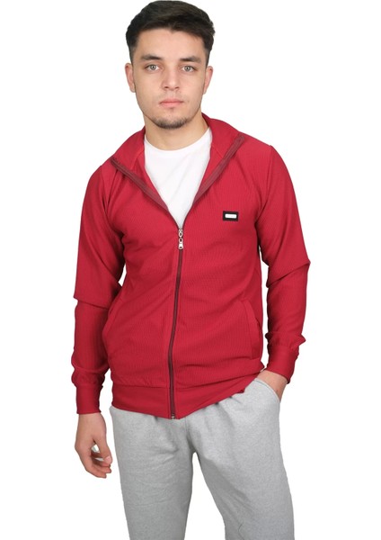 Booss Milano Boss Milano Erkek Petek Desenli Fermuarlı Jakarlı Kırmızı HIRKA-2829
