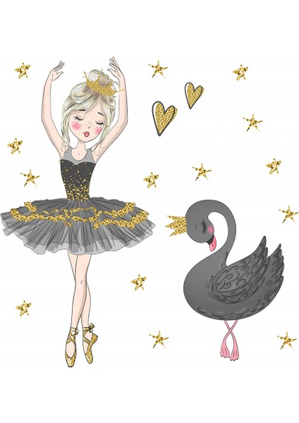 Çocuk Odası - Balarin Kız ve Sevimli Kuğu Baskılı Zebra Perde fiyatları