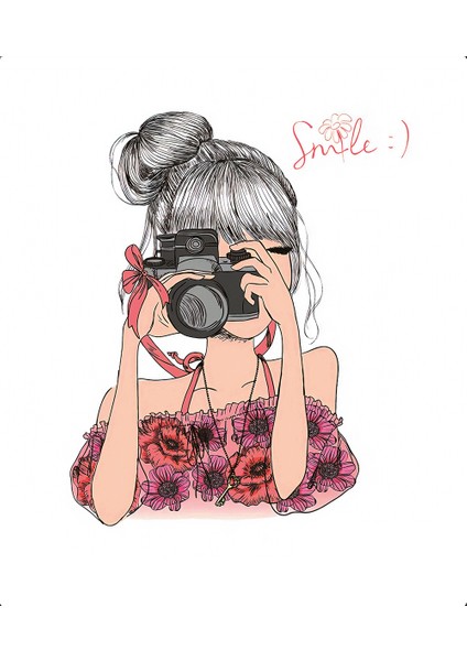 Çocuk Odası - Fotoğraf Çeken Sevimli Kız Baskılı Zebra Perde fiyatları