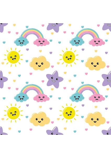 Çocuk Odası - Renkli Gökkuşağı ve Yıldızlar Baskılı Zebra Perde fiyatları