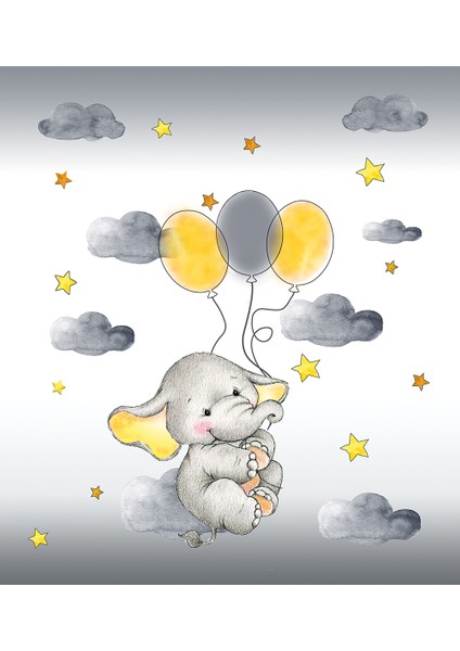 Çocuk Odası - Sevimli Yavru Fil Baskılı Zebra Perde fiyatları