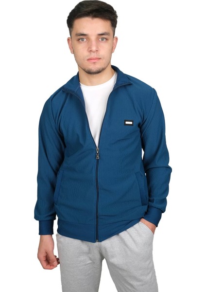 Booss Milano Boss Milano Erkek Petek Desenli Fermuarlı Jakarlı Indigo HIRKA-2828