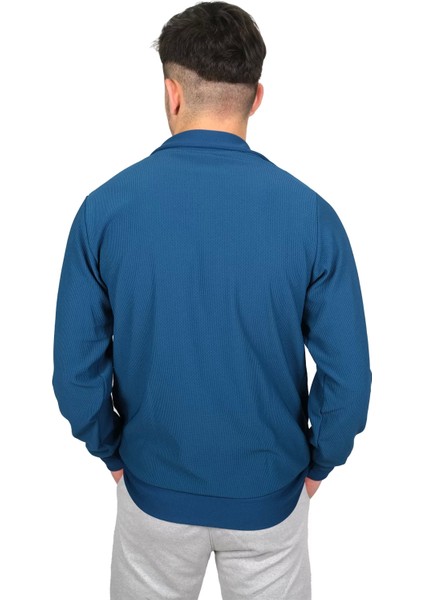 Booss Milano Boss Milano Erkek Petek Desenli Fermuarlı Jakarlı Indigo HIRKA-2828