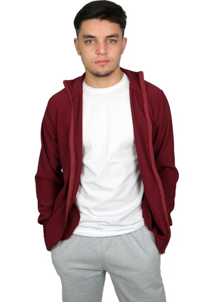 Booss Milano Boss Milano Erkek Petek Desenli Fermuarlı Jakarlı Bordo HIRKA-2826
