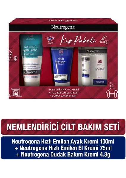 Hızlı Emilen Kiş Paketi – El Kremi 75 ml + Ayak Kremi 100 ml + Spf 20 Dudak Kremi