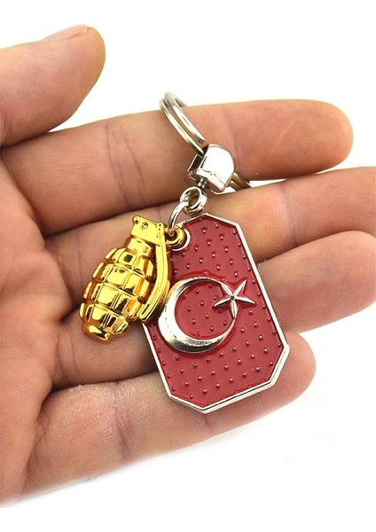 Ay Yıldız Asker Künyesi - El Bombası Anahtarlık - Gold Görünümlü fiyatları