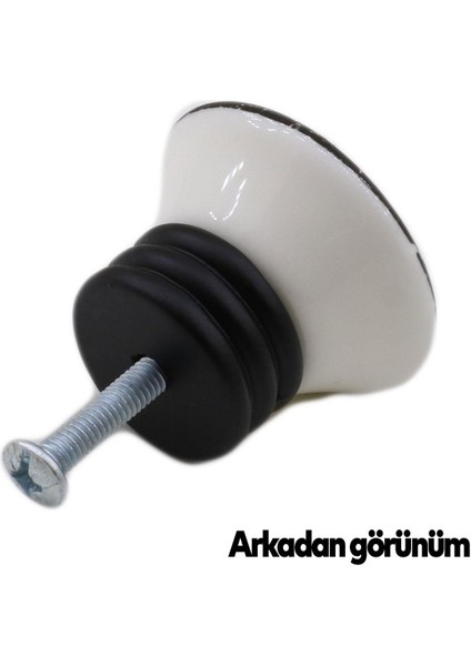 Lecont Lüks Porselen Düğme Mobilya Çekmece Dolap Kapak Kulpu Kulbu Siyah