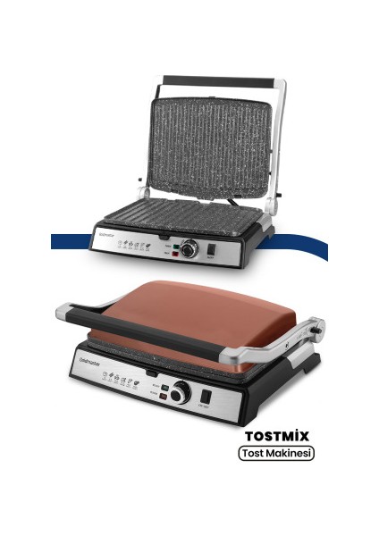 Tostmix Gold Paslanmaz Çelik 2000 Watt Granit Çıkarılabilir Plakalı Tost ve Izgara Makinesi modelleri