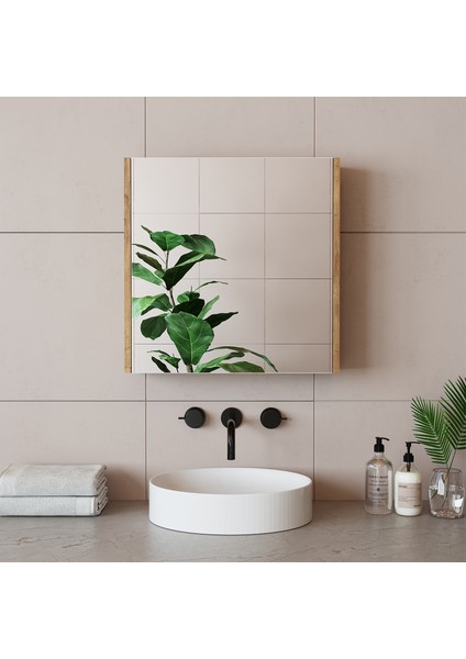 Roomart Ad7 Kulpsuz Tek Kapaklı Ahşap-Mat Beyaz Mdf 60 cm Aynalı Banyo Üst Dolabı BANOS1753