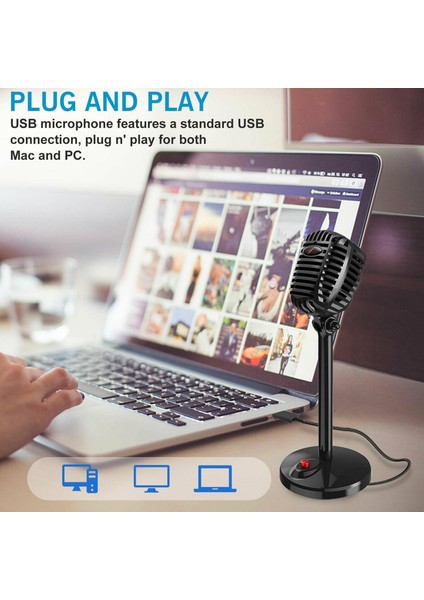 Pc Condenser Mikrofon Stüdyosu Podcast Kayıt Mikrofon Standı Set USB Mıc Için Vokal (Yurt Dışından)