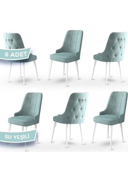 Concept Enoa Serisi, 1.sınıf Babyface Kumaş Sandalye, Beyaz Gürgen Ayaklı 6 Adet Sandalye, Gümüş Halkalı