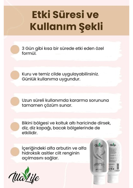 İlla Life Hızlı Etkili  Cilt  Koltuk Altı Özel Bölge Bikini Bölgesi Beyazlatma Kremi