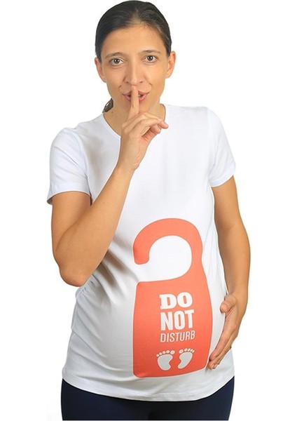 Hamile Tişört Do Not Disturb Beyaz