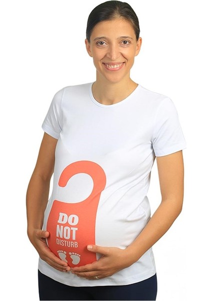Hamile Tişört Do Not Disturb Beyaz