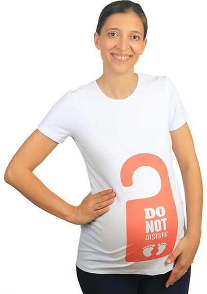 Hamile Tişört Do Not Disturb Beyaz