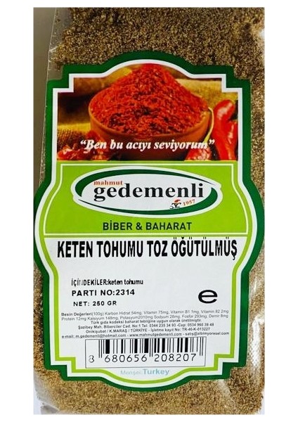 Keten Tohumu Toz Öğütülmüş Glutensiz 250 gr