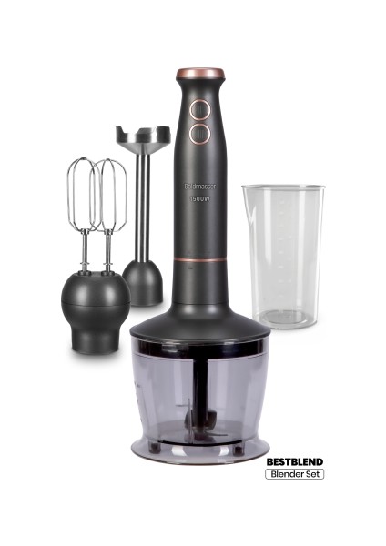 Bestblend Antrasit 1500 Watt 4 Bıçaklı Paslanmaz 3 In 1 Blender Seti