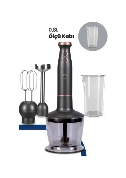 Bestblend Antrasit 1500 Watt 4 Bıçaklı Paslanmaz 3 In 1 Blender Seti