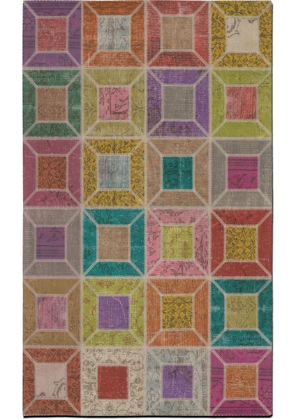 Mira 969 Patchwork Çok Renkli Pastel Dokuma Taban Halı