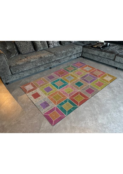 Mira 969 Patchwork Çok Renkli Pastel Dokuma Taban Halı