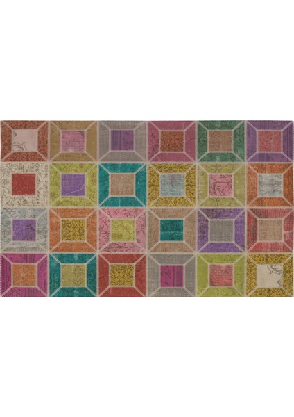 Mira 969 Patchwork Çok Renkli Pastel Dokuma Taban Halı