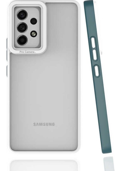 Samsung Galaxy A53 5G Uyumlu Kılıf Kamera Korumalı Renkli Kenar Mima Arka Kapak Koyu Yeşil