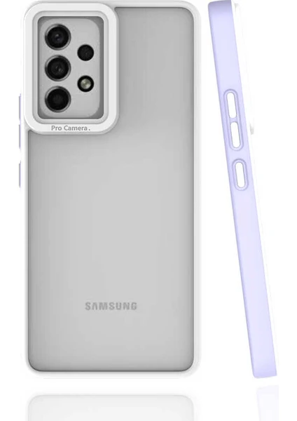 Case 4U Samsung Galaxy A53 5G Uyumlu Kılıf Kamera Korumalı Renkli Kenar Mima Arka Kapak Lila