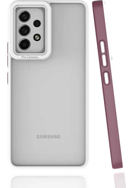 Case 4U Samsung Galaxy A53 5G Uyumlu Kılıf Kamera Korumalı Renkli Kenar Mima Arka Kapak Mürdüm