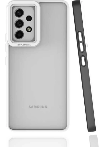 Case 4U Samsung Galaxy A53 5G Uyumlu Kılıf Kamera Korumalı Renkli Kenar Mima Arka Kapak Siyah