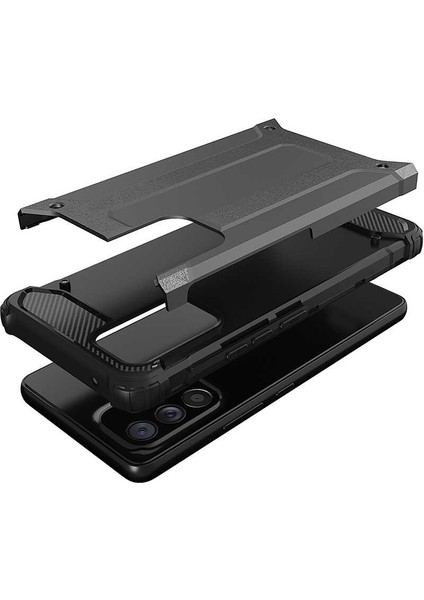 Galaxy A53 5G Uyumlu Kılıf Military Armor Çift Katmanlı Crash Silikon Kılıf Gümüş