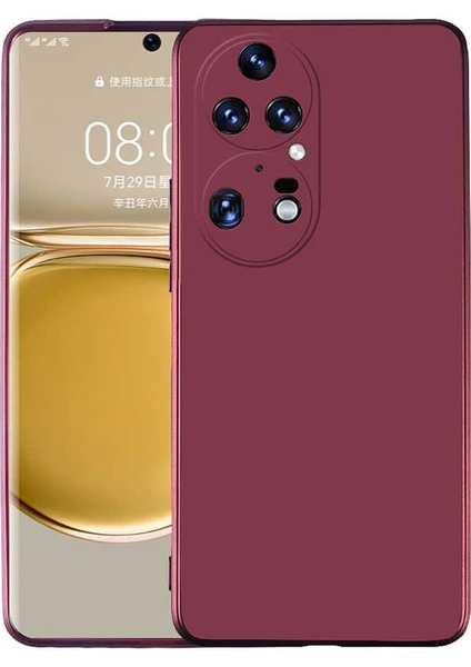 Case 4U Huawei P50 Pro Kılıf Klasik Mat Renkli Yumuşak Premier Silikon Mürdüm