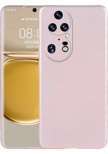 Case 4U Huawei P50 Pro Kılıf Klasik Mat Renkli Yumuşak Premier Silikon Rose Gold