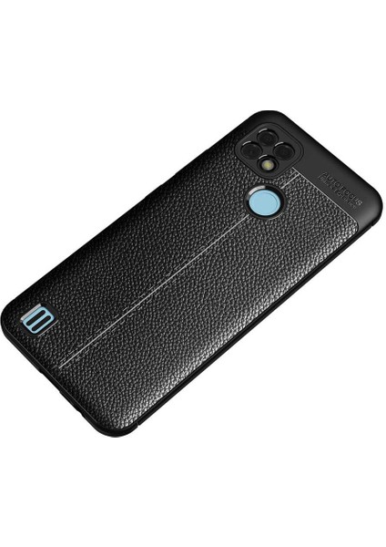 Realme C25 Kılıf Rugan Armor Deri Görünümlü Yüksek Kalite Silikon Niss Siyah