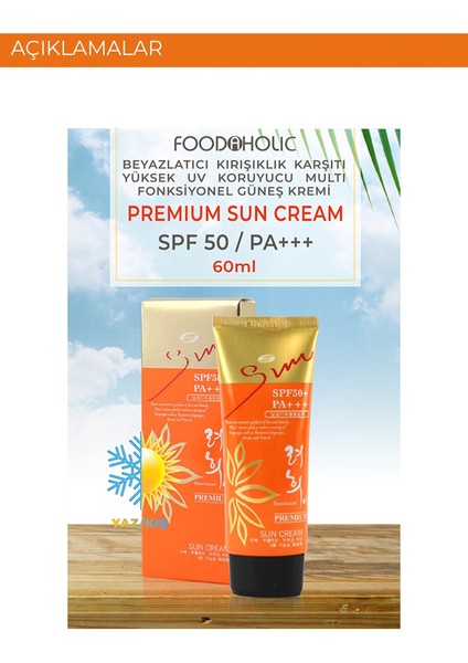Premium Sun Adenozin Içeren Yapışkan His Bırakmayan Leke Karşıtı SPF50+PA+++ Uva&uvb Güneş Kremi fiyatları