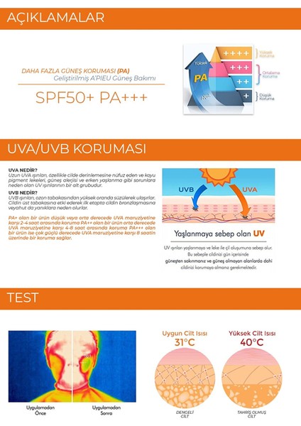Premium Sun Adenozin Içeren Yapışkan His Bırakmayan Leke Karşıtı SPF50+PA+++ Uva&uvb Güneş Kremi indirimleri