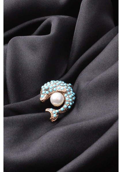 Broş Fıgurlu Otantık Desenli Bronz Kristal Taşli