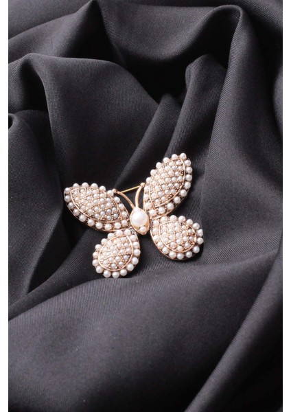 Broş Fıgurlu Otantık Desenli Bronz Kristal Taşli