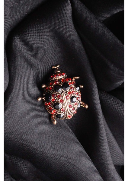 Broş Fıgurlu Otantık Desenli Bronz Kristal Taşli