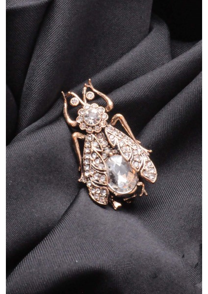 Broş Fıgurlu Otantık Desenli Bronz Kristal Taşli