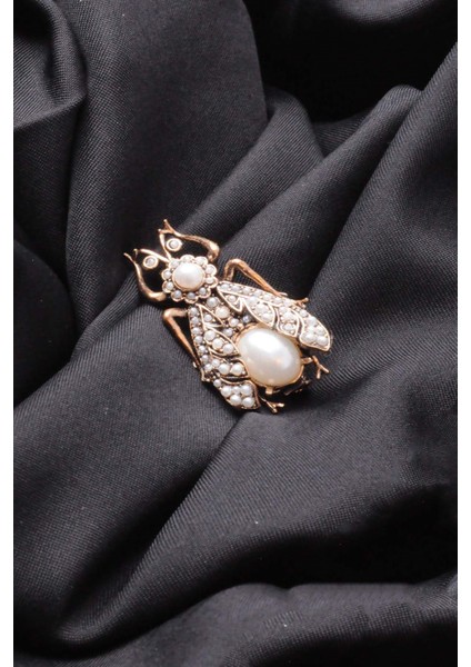 Broş Fıgurlu Otantık Desenli Bronz Kristal Taşli