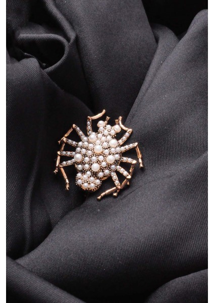 Broş Fıgurlu Otantık Desenli Bronz Kristal Taşli