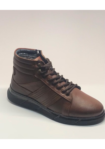 Çbn Taba Erkek Bot Fermuarlı Içi Kürklü Hakiki Deri 1020