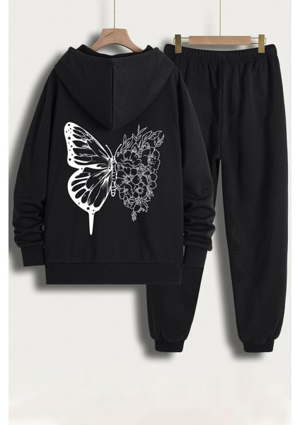 Unisex Drawing Butterflies Sırt Baskılı Eşofman Takımı