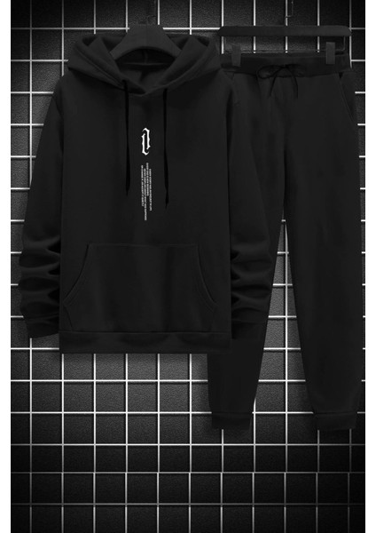 Unisex Göğüs Dikey Baskılı Eşofman Takımı