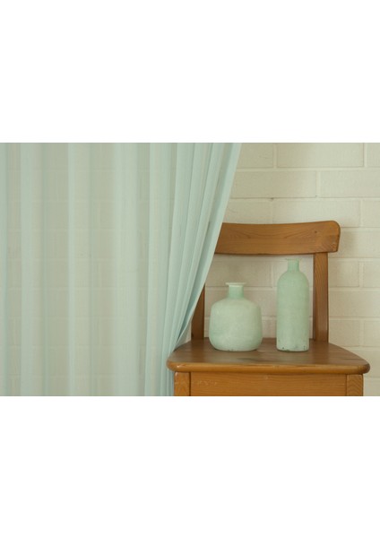 Pamuk Dokulu Tül Mint Rengi 1-2 Seyrek Pile 100X260
