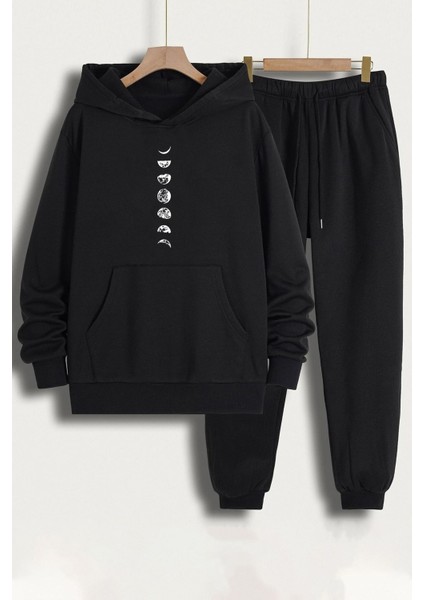 Unisex Moon Phases Baskılı Eşofman Takımı