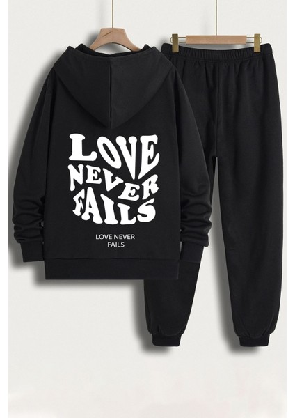 Unisex Love Never Fails Baskılı Eşofman Takımı