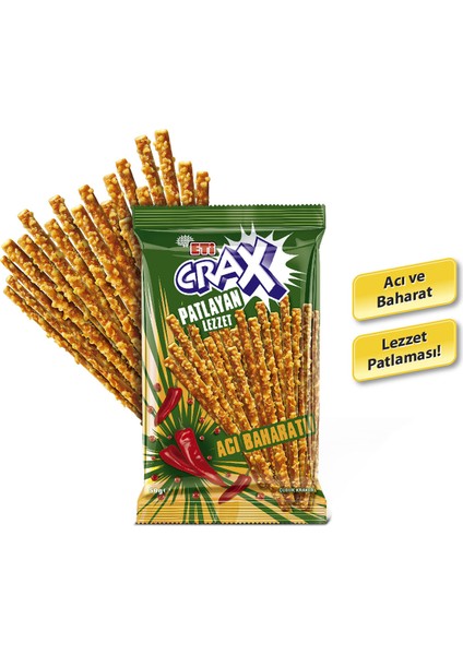 Crax Patlayan Lezzet Acı Baharatlı Çubuk Kraker 50 g x 20 Adet