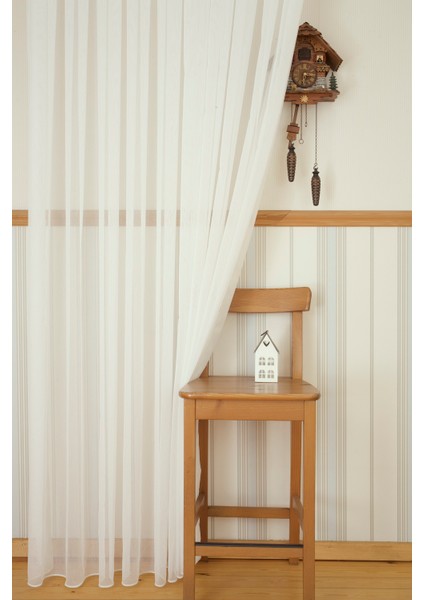 Pamuk Dokulu Tül Ekru 1-3 Sık Pile 400X260
