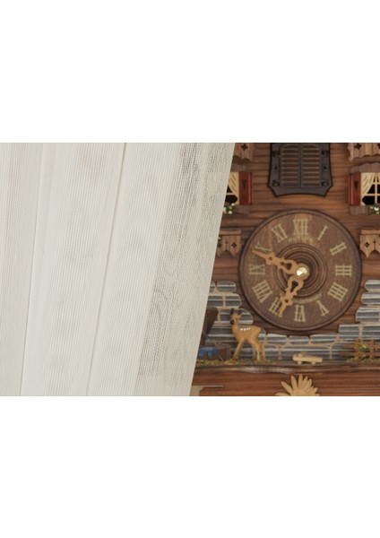 Pamuk Dokulu Tül Ekru 1-3 Sık Pile 200X260